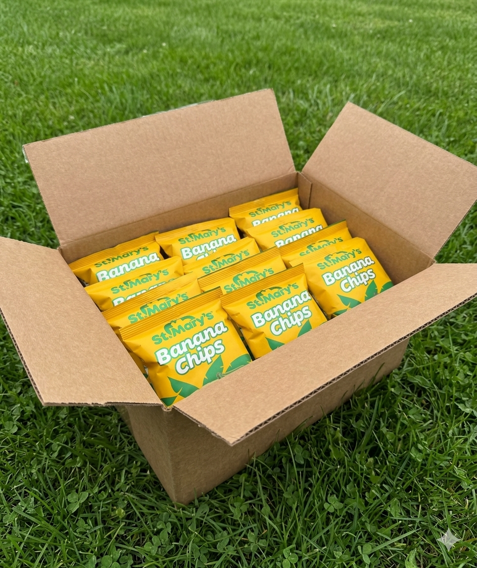 St. Mary's Banana Chips (Original) - Pack of 12 (45g/1.6oz Bags) - Authentic Jamaican Snack - Chips de Banane