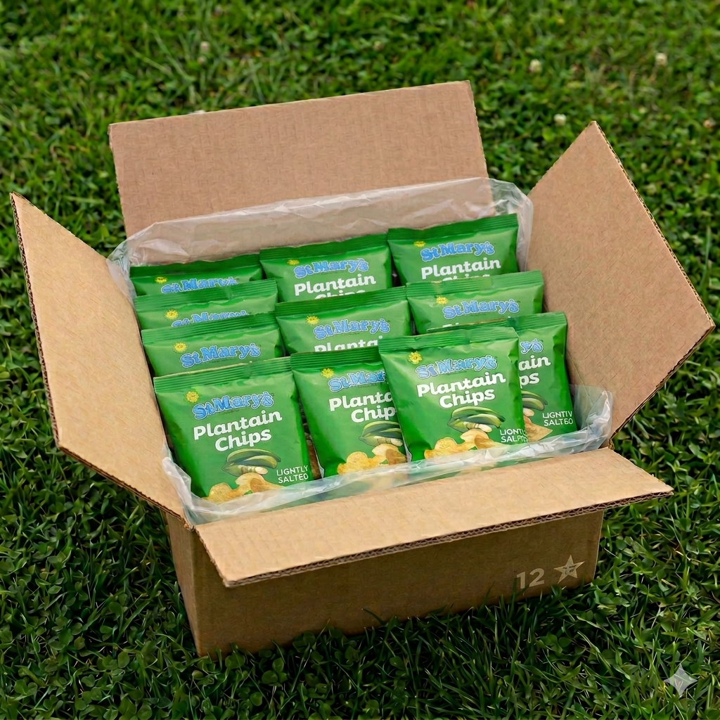 St. Mary's Plantain Chips (Lightly Salted) β Pack of 12 (40g Bags) | Authentic Jamaican Crips