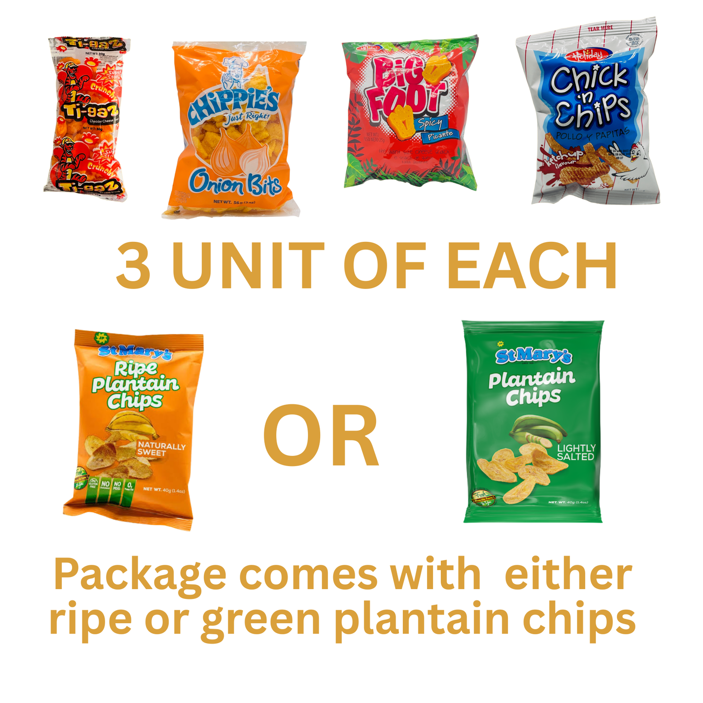 Jamaican Snack Box (15 Pieces) – Authentic Caribbean Chips & Biscuits | Big Foot, Plantain Chips, Chick N Chips | Taste of Jamaica Gift Pack